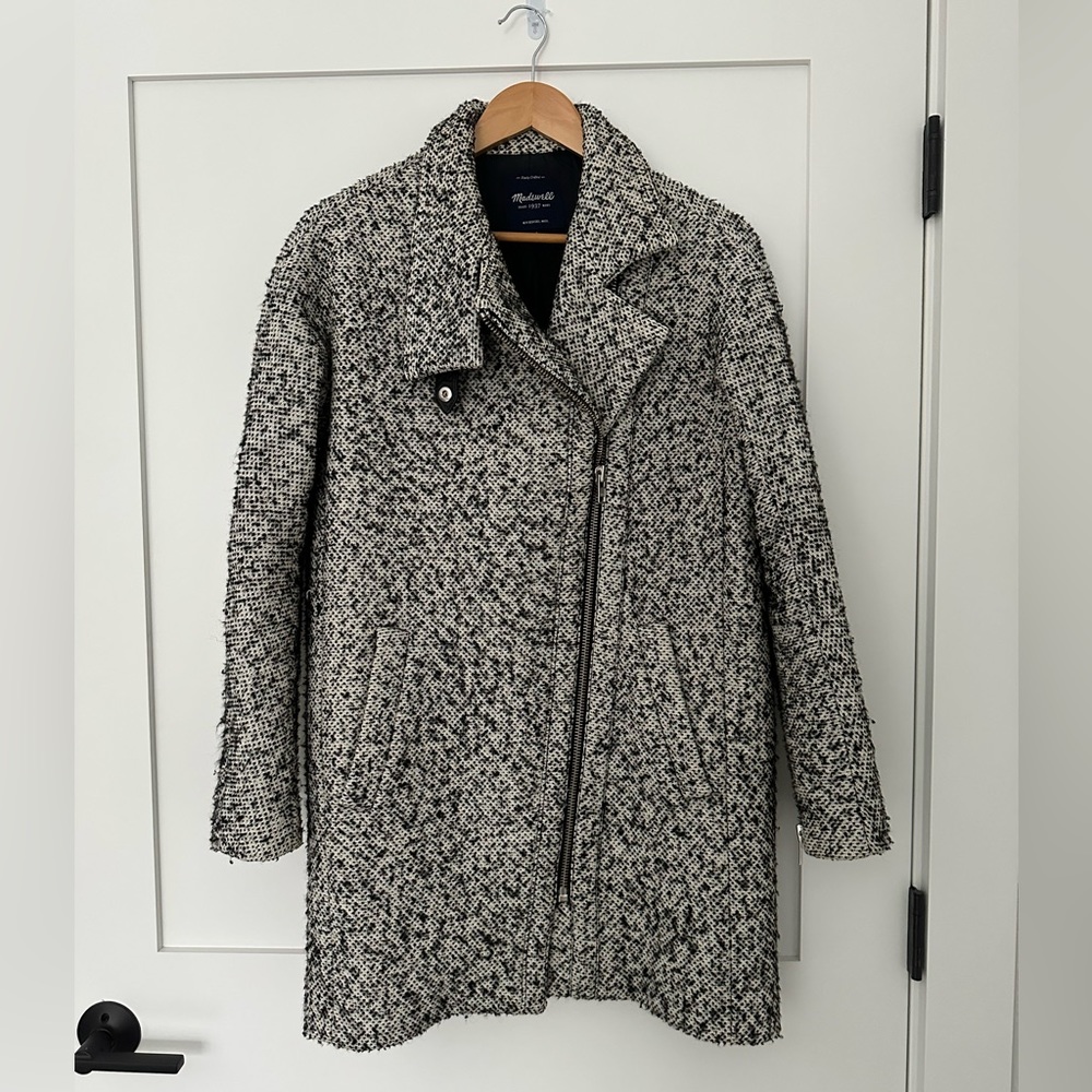 Madewell Black & White Textured Cocoon Coat | Size 0